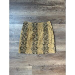 Mustard Snake Print Mini Skirt